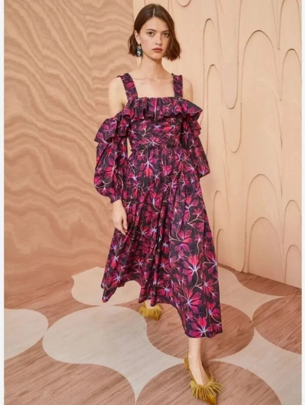 Ulla Johnson Caprice Floral Midi Dress Sz 2